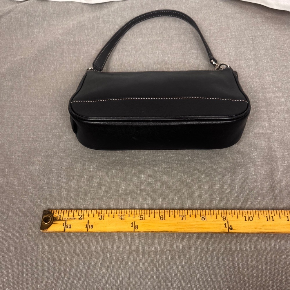 Coach Vintage Black Leather Baguette Shoulder Bag 7785 Contrast Stitch Small - Picture 6 of 6
